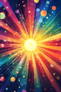 绚丽光芒放射多彩光斑背景