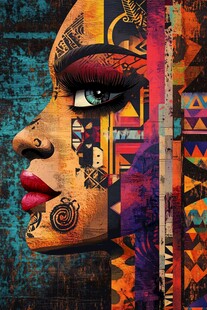 非洲风情拼贴艺术女性肖像
