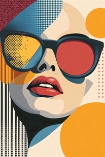 时尚墨镜女郎波普风插画
