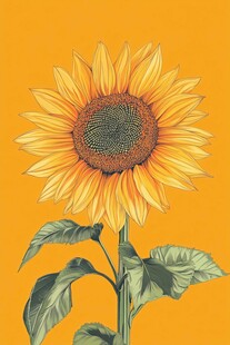 单株向日葵插画