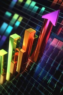 彩色柱状图与上升箭头