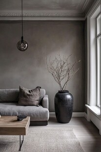 简约灰调客厅的静谧氛围