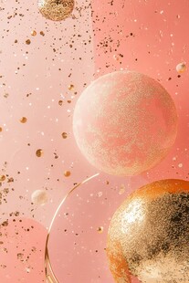 梦幻粉色金箔球体背景图