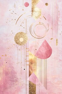 粉色金箔抽象几何艺术背景