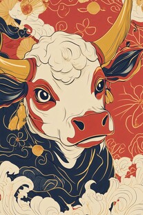 牛年国风插画牛的形象