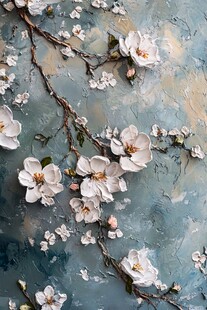 春日白花朵朵枝头绽放