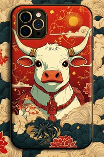 牛年国风手机壳图案设计