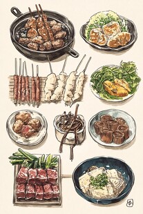 多样美味烧烤与特色菜肴