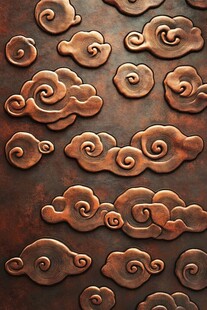 古铜云纹图案纹理特写