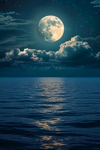 月夜下的静谧海面