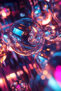 炫彩玻璃球的梦幻光影世界