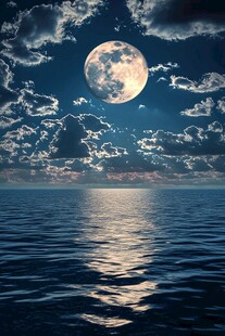 海上明月夜 梦幻云相伴