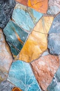 多彩拼接石砖纹理特写