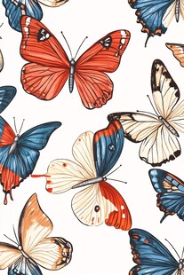多彩蝴蝶无缝图案背景