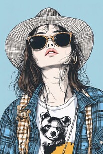 时尚酷女孩的潮流穿搭风