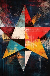 抽象几何五角星艺术画作