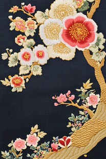 中式刺绣繁花图案