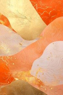 金橙山水纹中式精美图案