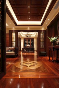中式典雅豪华室内玄关景致