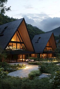 山林间的温馨三角木屋