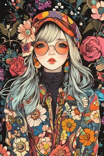 花漾少女时尚插画