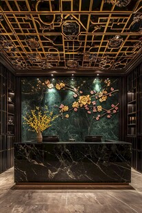 中式奢华风前台装饰设计