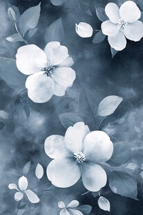 蓝白花卉图案背景纹理