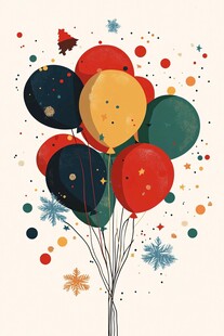 彩色气球装饰插画