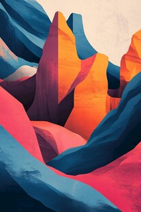 梦幻多彩的抽象山峦景观