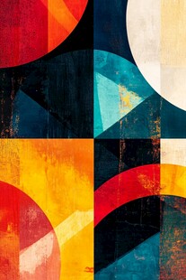 抽象几何色彩拼接艺术画