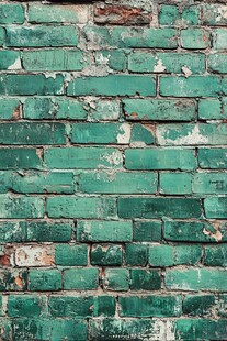 复古绿砖墙纹理特写