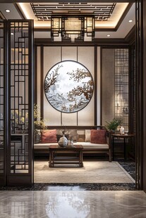 中式雅致玄关设计与装饰