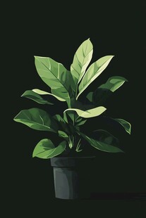 黑色花盆中的鲜绿植物