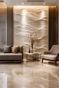现代客厅波浪纹理背景墙