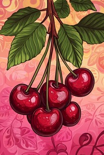 樱桃插画 甜蜜诱人的果实