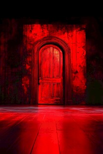 神秘红门开启奇幻氛围