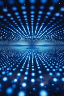 蓝色炫光粒子放射背景图