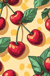 樱桃图案 清新水果无缝背景