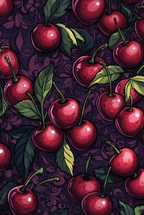 樱桃叶图案 浓郁复古风