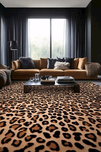 豹纹地毯打造个性客厅空间