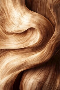 金棕色波浪秀发特写