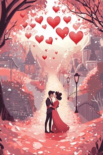 浪漫街头的甜蜜情侣之吻