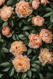 粉色芍药花与绿叶之美