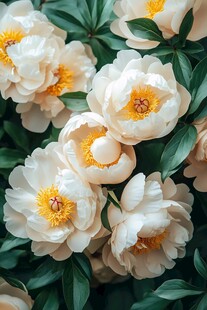 淡雅白牡丹绽放绿意间