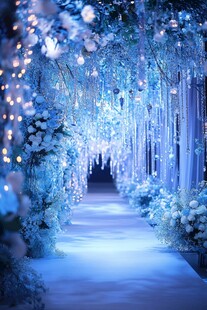 梦幻蓝色系浪漫婚礼通道