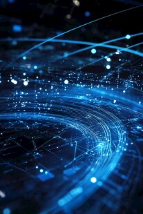 科技感蓝色数据流动线条图