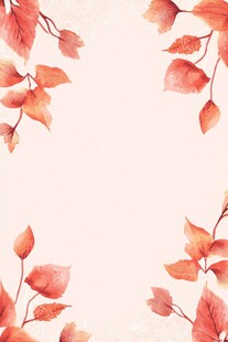 秋日水彩风红叶装饰边框