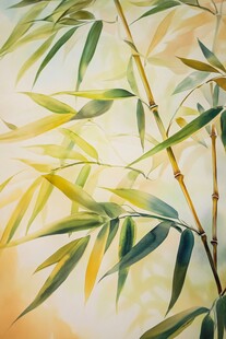 水墨风翠竹枝叶特写