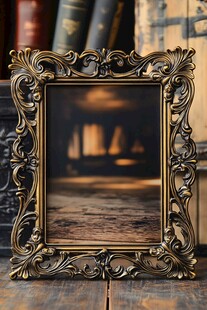 复古雕花相框中的模糊景象