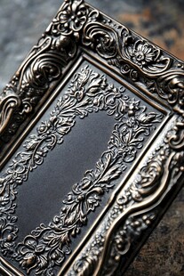 复古雕花金属相框细节